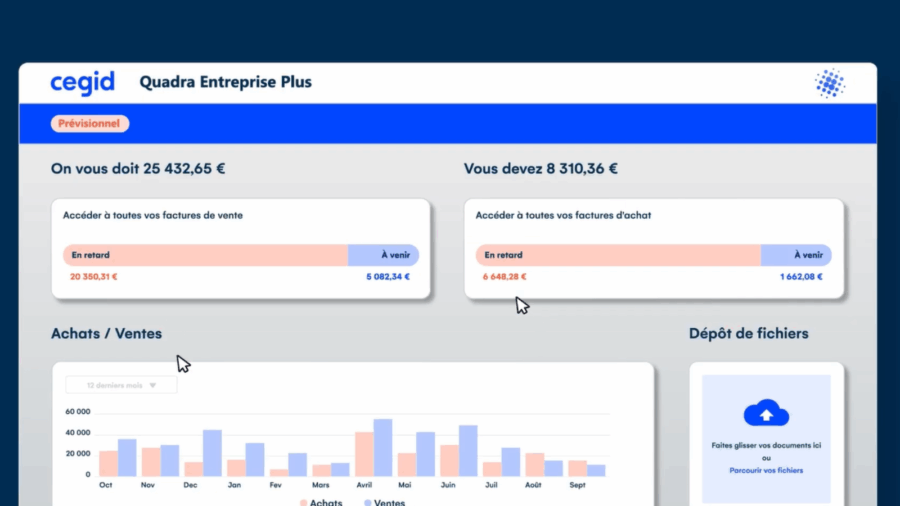 Tableau de bord Cegid Quadra Entreprise Plus